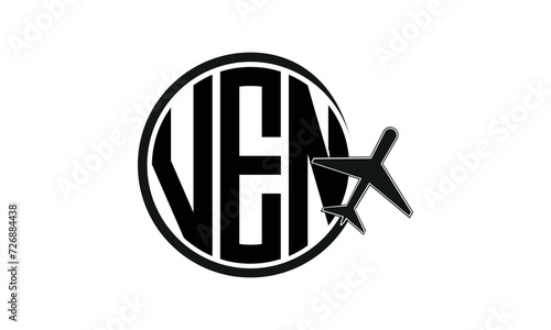 VEN three initial letter circle tour & travel agency logo design vector template. hajj Umrah agency, abstract, wordmark, business, monogram, minimalist, brand, company, flat, tourism agency, tourist