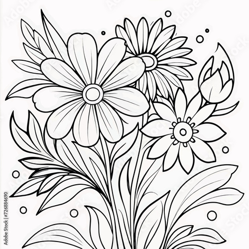 Floral coloring book pages for children and adults 