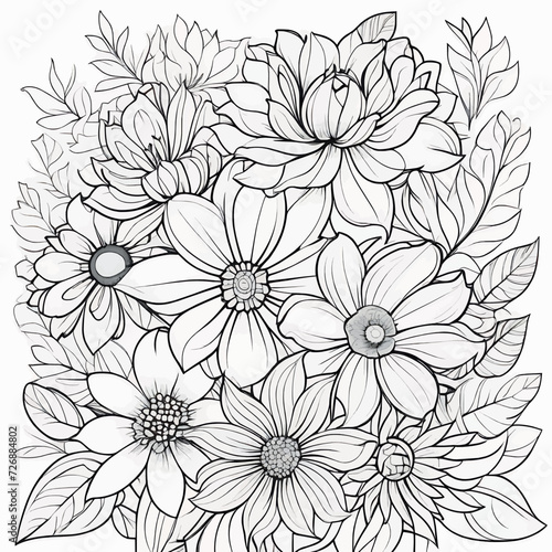 Floral coloring book pages for children and adults 