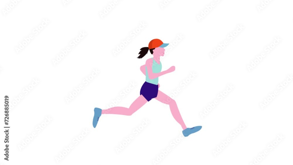 国際的なスポーツ大会のマラソンを走る女性ランナー。 国際的なスポーツ大会のマラソンを走る女性ランナー。