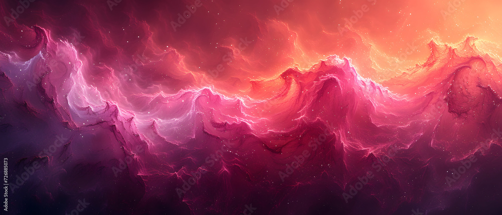 Abstract Painting of Pink and Purple Waves - obrazy, fototapety, plakaty 