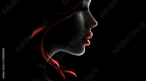 Abstract beauty girl on black background. with copy space.