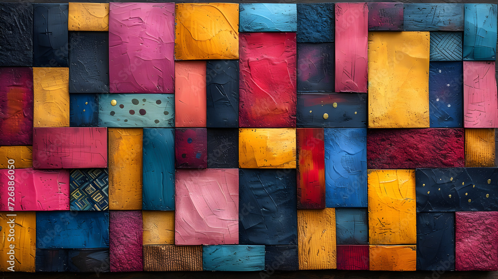 Multicolored Painting of Squares and Dots Multicolored Painting of Squares and Dots