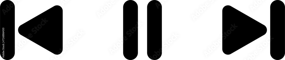vector of pause, play and skip button icons for music and video vector of pause, play and skip button icons for music and video