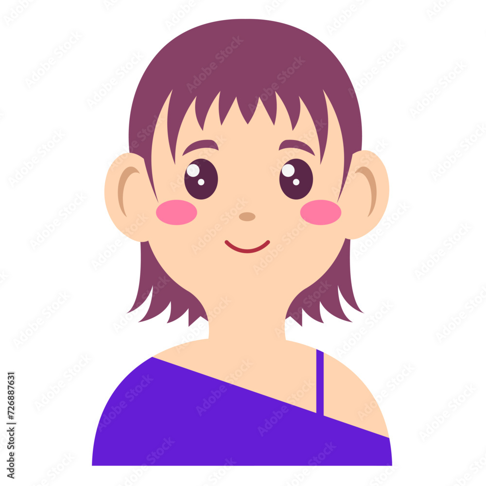 Beautiful and cute female face sticker,art illustration