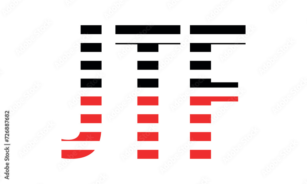 Obraz premium JTF three initial letter iconic line negative space minimal logo design vector template. monogram, abstract, wordmark, business, typography, minimalist, brand, company, flat, modern, unique, simple