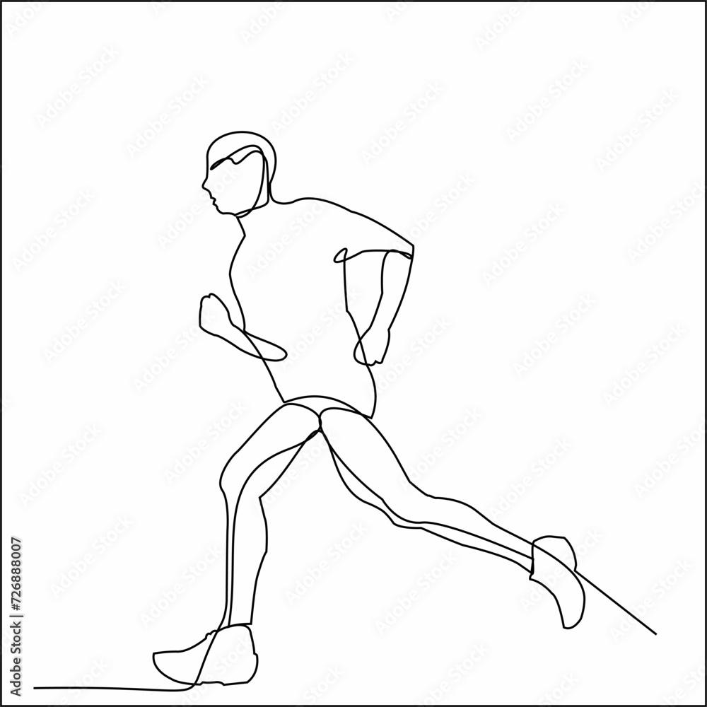 Continuous line drawing of Runner man. People run when doing action sport or jogging. Continuous line drawing of Runner man. People run when doing action sport or jogging.
