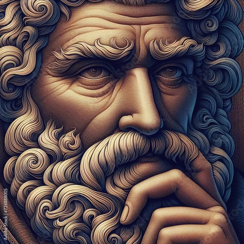 A beautiful portrait of an ancient thinker photo