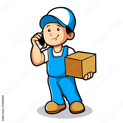 Vector stock of Delivery man carrying cardboard box