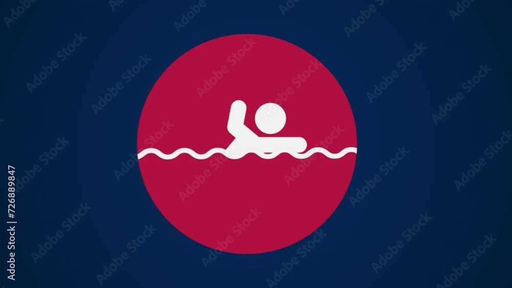 Pictograma de los Juegos Olímpicos de lado izquierdo con el deporte natación en fondo azul. Pictograma de los Juegos Olímpicos de lado izquierdo con el deporte natación en fondo azul.