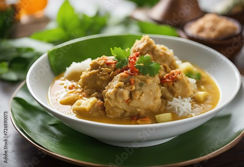 sauce Indonesian curry served Raya Day cooked Opor coconut milk traditional white chicken traditional Usually Lontong Ayam Indonesian Ied Kampung made food