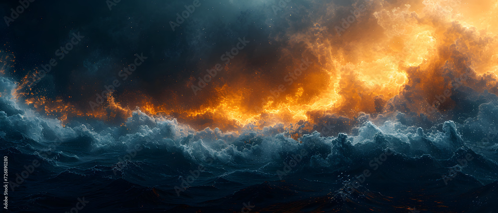 A Painting of a Majestic Wave in the Ocean