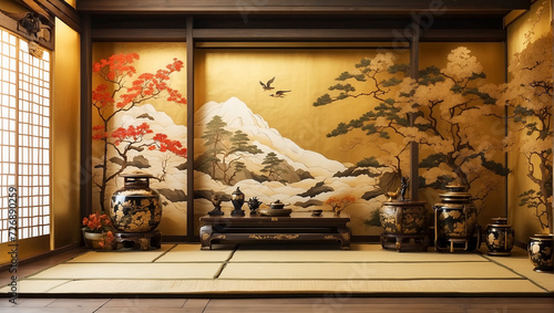 A vintage Japanese room, background.