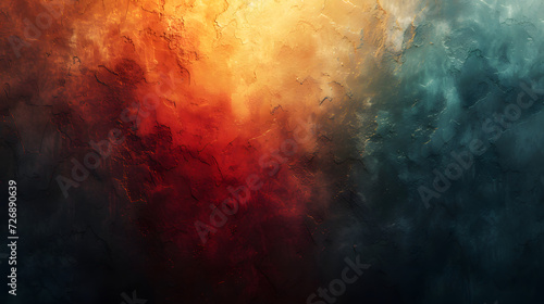Abstract Painting of a Red, Orange, and Blue Cloud © Daniel