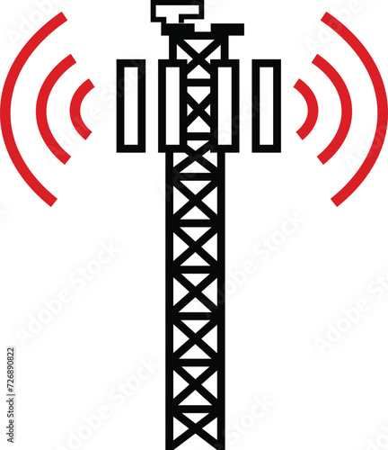 5G network technology. Communication tower wireless high speed internet. Base station, mobile data tower, cellular equipment, telecommunication antenna, signal.
