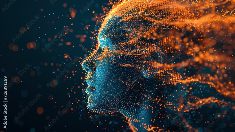 An abstract representation of digital transformation, where virtual ...