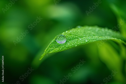 Essence of Freshness: Leaf and Dew Close-Up