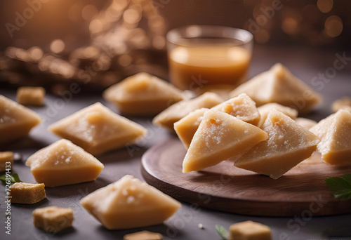 sugar shaped using Katli cashew paste amond made mava Kaju traditional Khoya Indian Mithai sweet