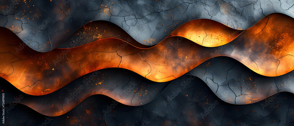 A Painting of a Wave of Fire and Water