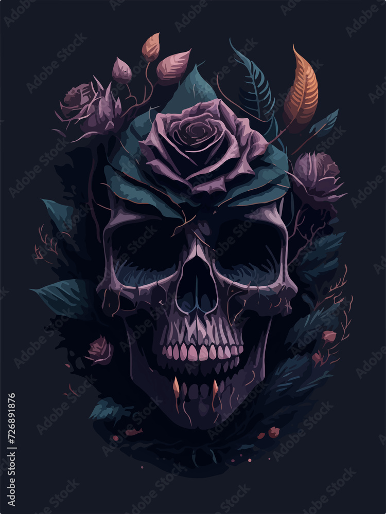 A powerful t-shirt design featuring a black skull adorned with a flower splash, symbolizing the honor of the heroic fallen. A powerful t-shirt design featuring a black skull adorned with a flower splash, symbolizing the honor of the heroic fallen.