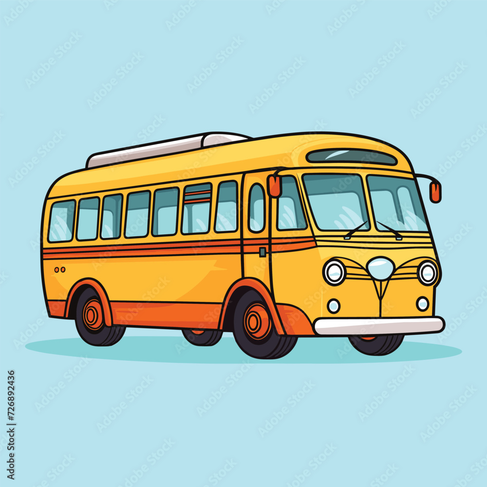 2D illustration of a big yellow bus