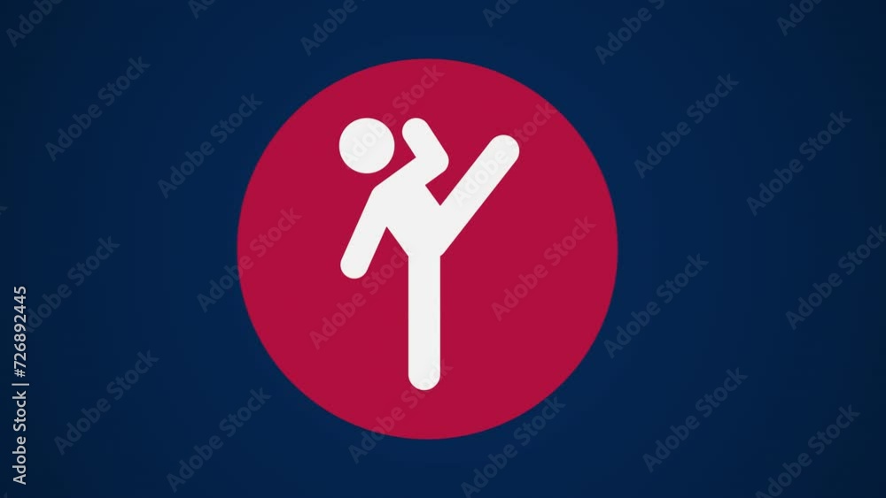 Pictograma de los Juegos Olímpicos de lado izquierdo con el deporte taekwondo en fondo azul. Pictograma de los Juegos Olímpicos de lado izquierdo con el deporte taekwondo en fondo azul.
