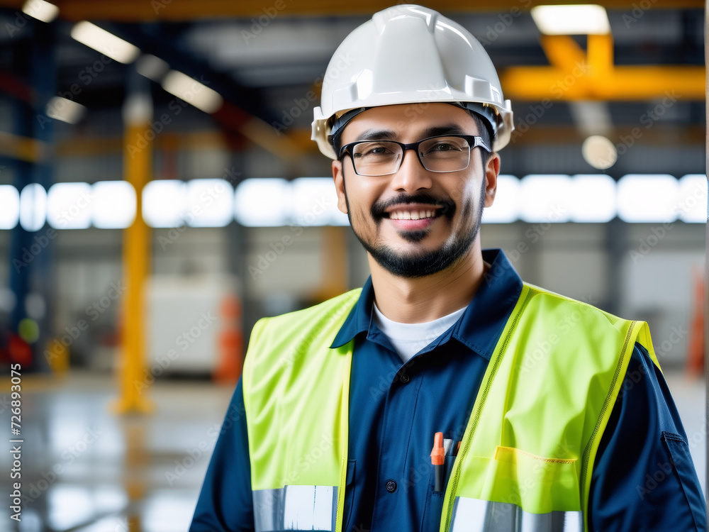 A captivating portrayal of a skilled maintenance engineer, adorned in a professional uniform and helmet. A captivating portrayal of a skilled maintenance engineer, adorned in a professional uniform and helmet.
