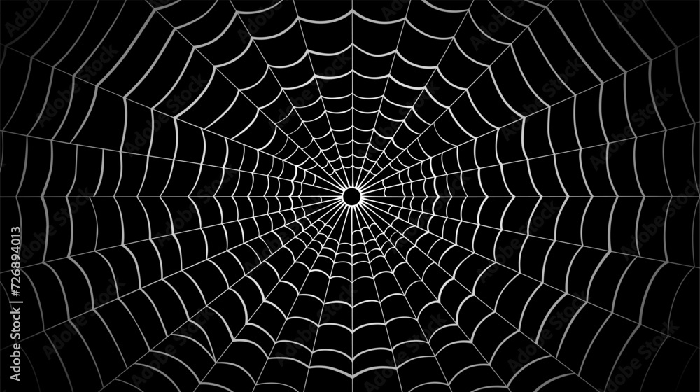 Naklejka premium Spider web on a black background. Vector illustration of a spider web