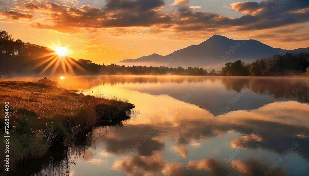 sunrise over the lake,Capturing a golden photo often involves shooting during the sunrise over the lake,Capturing a golden photo often involves shooting during the