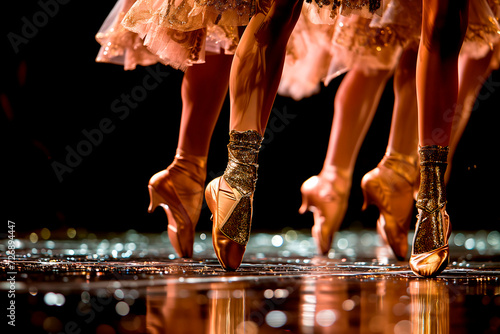 The Elegance of Ballet in Golden Pointes
