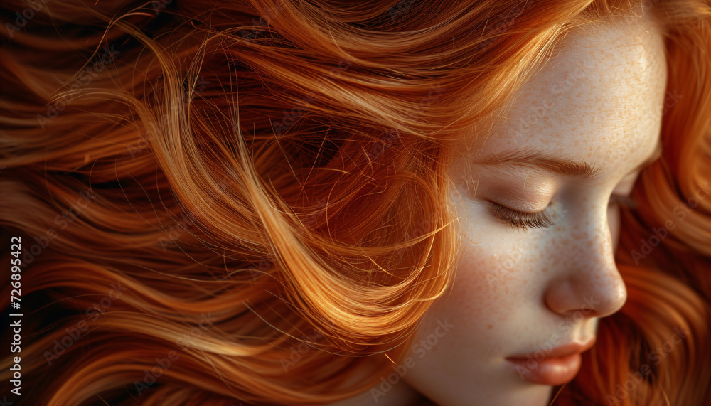Portrait of a woman with long beautiful ginger hair
Portrait of a woman with long beautiful ginger hair
