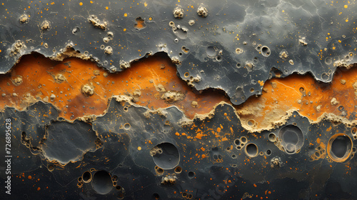 Rusted Metal Surface With Orange and Black Paint