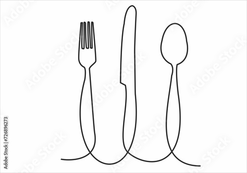 Continuous one line image. restaurant logos. Black and white vector illustration.