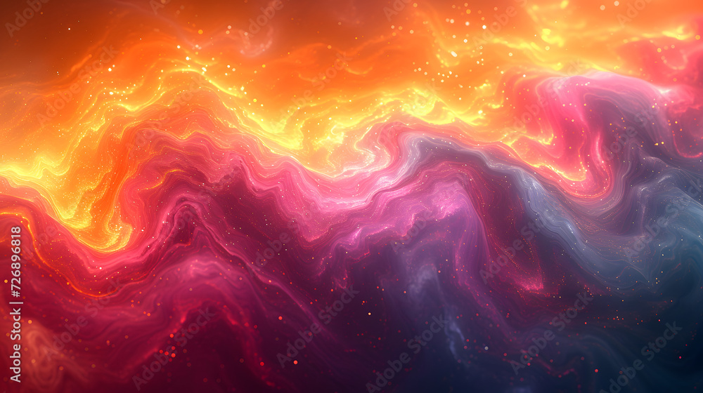 Abstract Painting of Colorful Clouds and Stars