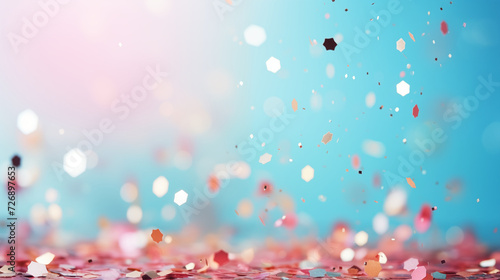 Celebration and colorful confetti background. Coy space for text.