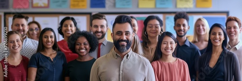 Empowering Diversity: A Multi-Ethnic Team of Teachers Embraces Elementary Education (Horizontal Large Format Banner 3:1)