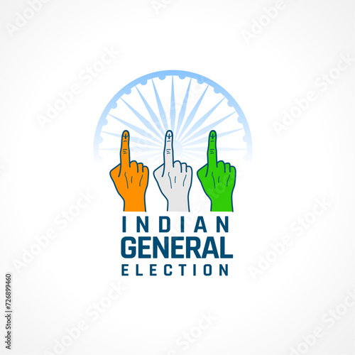 vote india general election background with tricolor voters finger