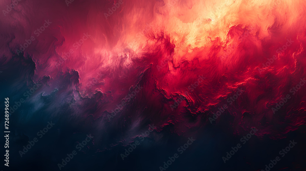Vibrant Red and Blue Smoke Cloud