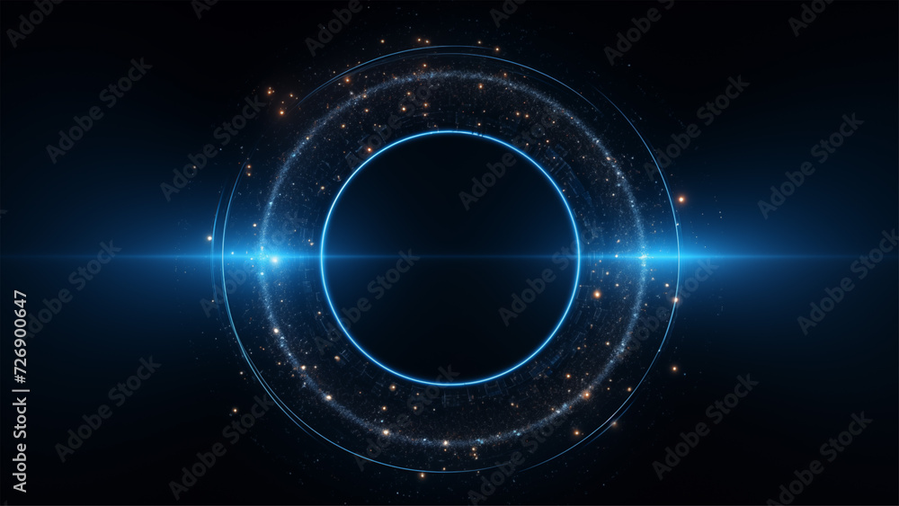 abstract circle dark blue tech particles background