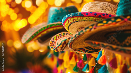 Colorful Mexican hats at the market