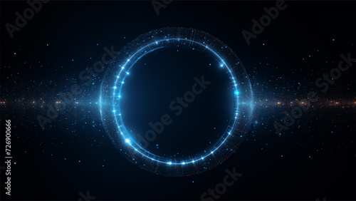 abstract circle dark blue tech particles background