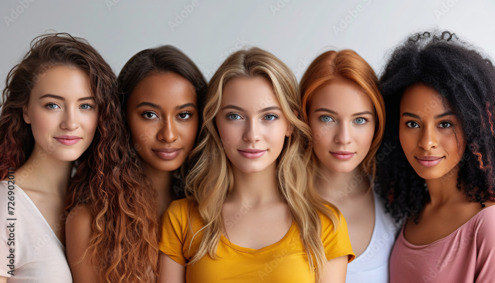 Portrait of diverse, empowered women, symbolizing inclusivity and equity, suitable for International Women's Day and workplace diversity themes. Portrait of diverse, empowered women, symbolizing inclusivity and equity, suitable for International Women's Day and workplace diversity themes.
