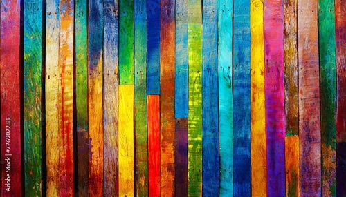 Artisanal Vibes: Grungy Colorful Wood Strips for Unique Walls and Floors"