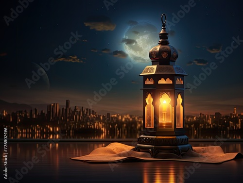 Islamic Holy Fasting Month Ramadan Kareem Background with islamic decorations
