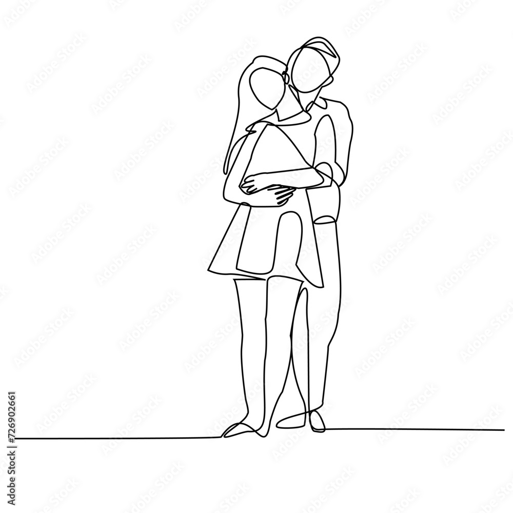 continuous line drawing of loving couple continuous line drawing of loving couple