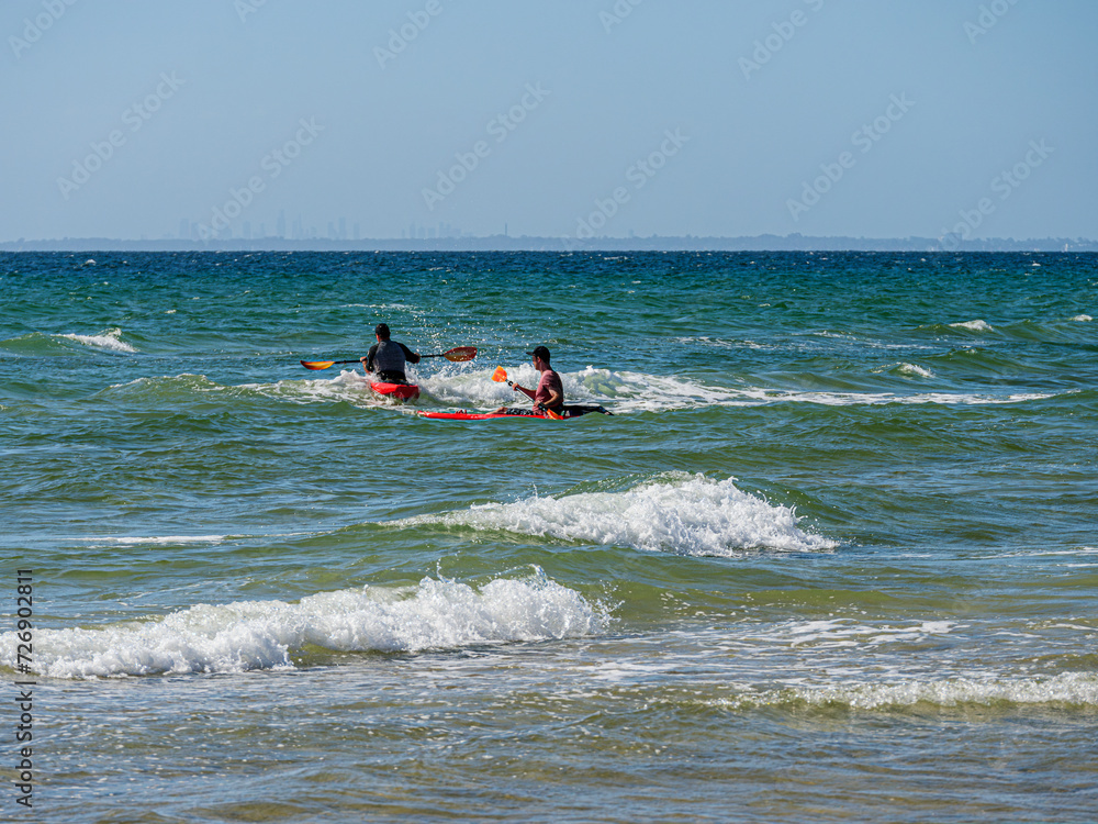 Two Surfskis Hitting Wave Two Surfskis Hitting Wave