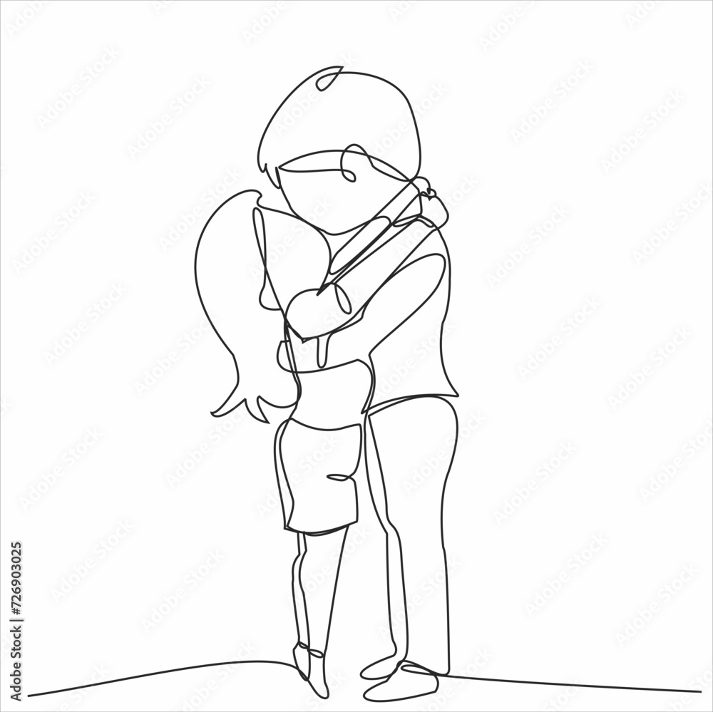 continuous line drawing of loving couple continuous line drawing of loving couple