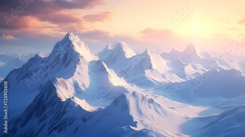 Stunning mountains, panoramic peaks PPT background © jiejie