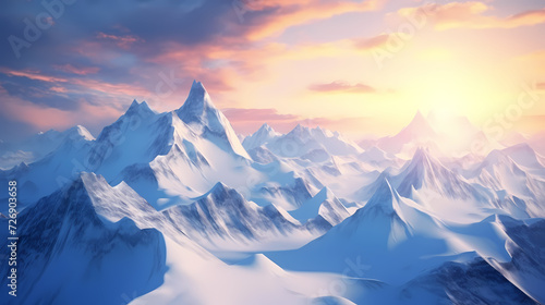 Stunning mountains  panoramic peaks PPT background