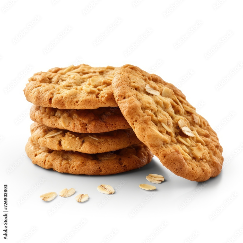 Photo of oats cookies isolated on white background Photo of oats cookies isolated on white background